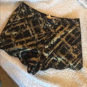 Gold print high waisted shorts